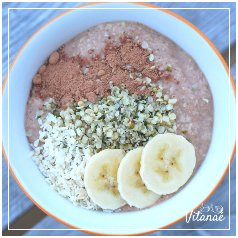 Porridge cru banane cacao chanvre